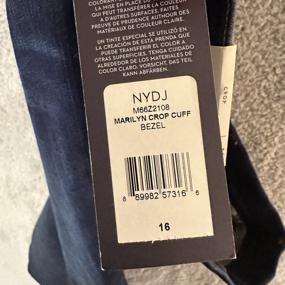 NYDJ Marilyn Jeans Size 16 Cropped Cuffed Dark Blue Wash Lift X Tuck NWT - Picture 8 of 9